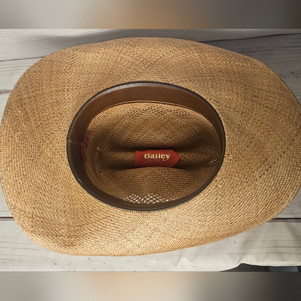 Vintage Bailey U-Rollit Cowboy Western Woven Raffia Straw Hat - Picture 9 of 12